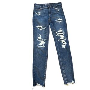 American Eagle Distressed with Patches Under Skinny Jeans